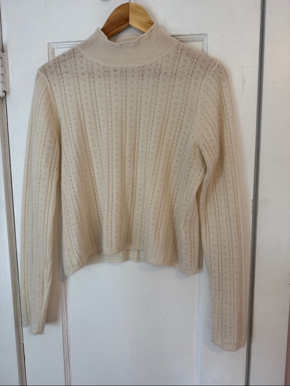 Doen Renita Sweater Gorgeous Ivory Mock Neck Lightweight Spring Knit Women's